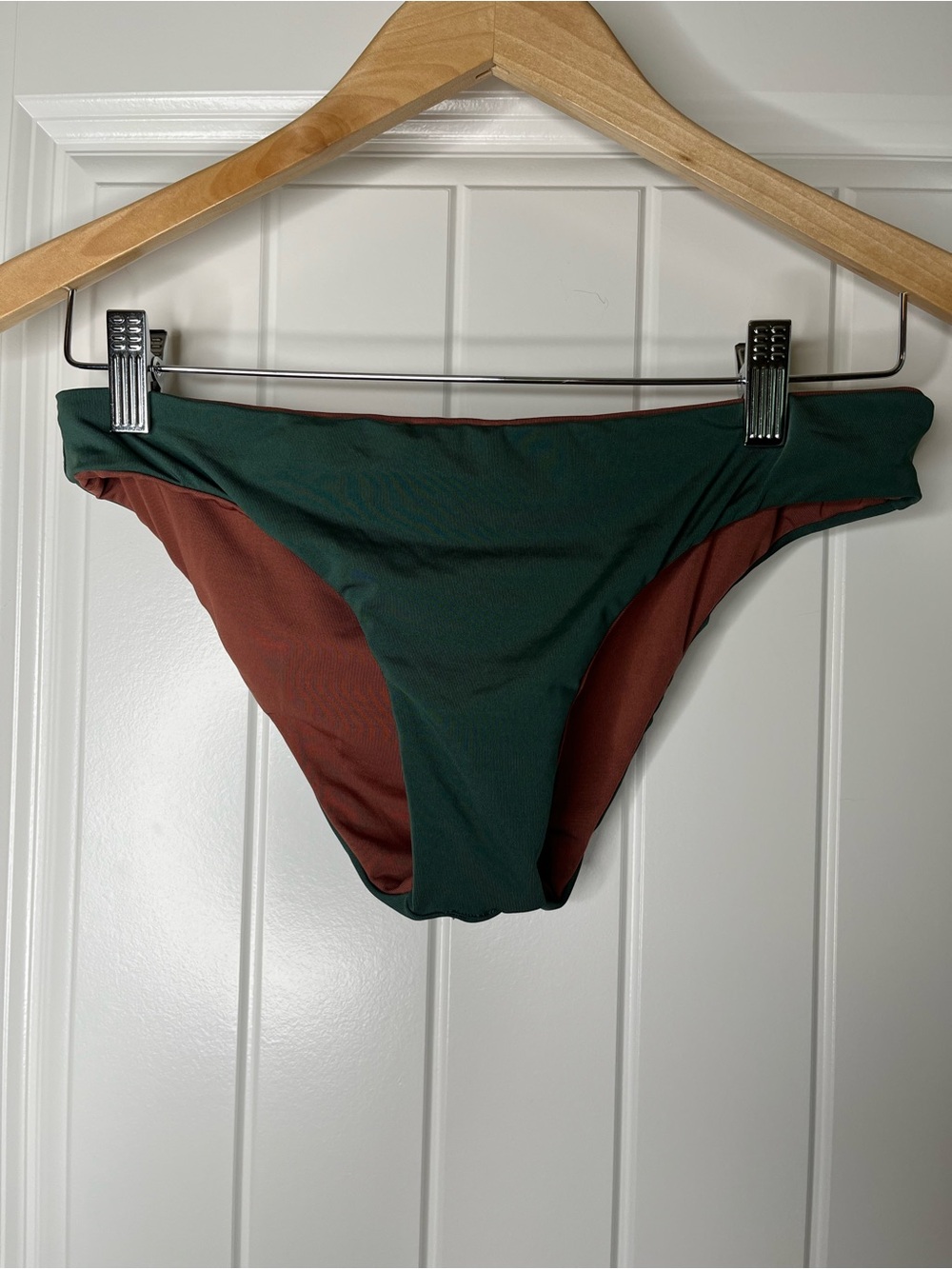 Carve Designs Sanitas Reversible Bikini Bottoms Green Terracotta Brown Sz Small